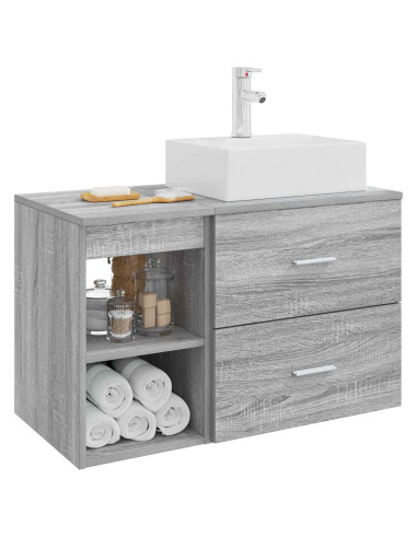 Set di mobili per il bagno 2 pcs Sonoma grigio