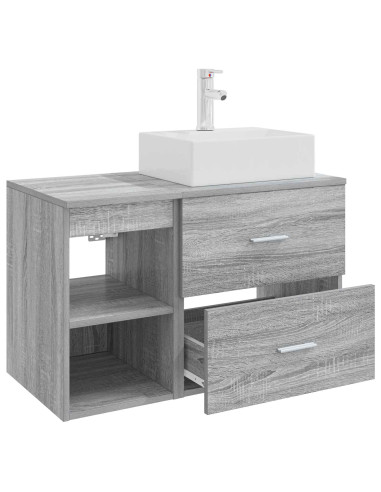 Set di mobili per il bagno 2 pcs Sonoma grigio