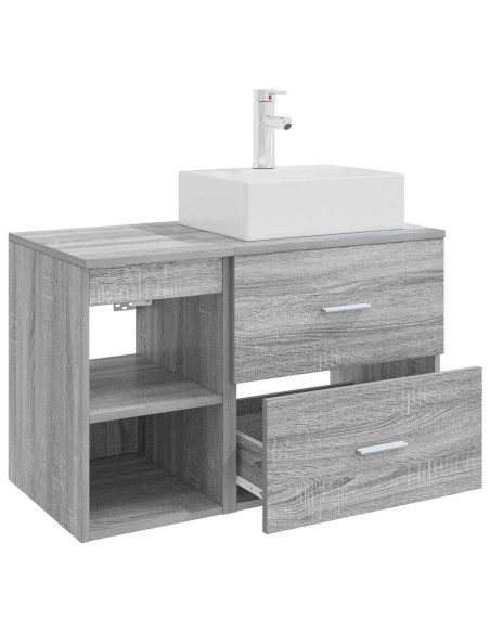 Set di mobili per il bagno 2 pcs Sonoma grigio