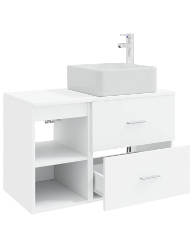 Set di mobili per il bagno 2 pcs Bianco Legno ingegnerizzato