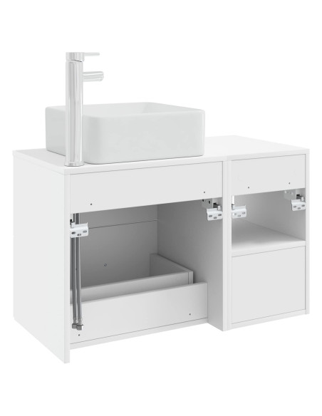Set di mobili per il bagno 2 pcs Bianco Legno ingegnerizzato