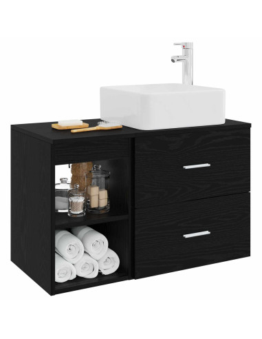 Set di mobili per il bagno 2 pcs Rovere Nero
