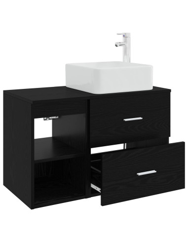 Set di mobili per il bagno 2 pcs Rovere Nero