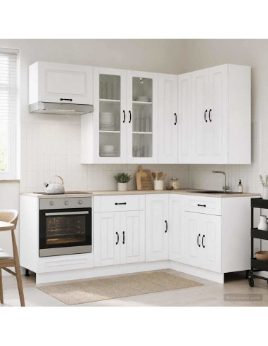 Unità Cucina KALMAR 8 pcs Bianco Lucido Legno ingegnerizzato