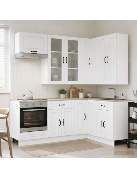 Unità Cucina KALMAR 8 pcs Bianco Lucido Legno ingegnerizzato