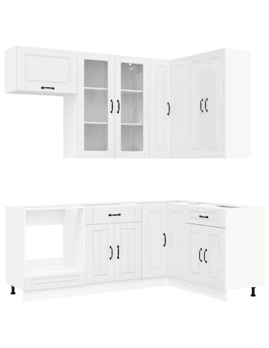 Unità Cucina KALMAR 8 pcs Bianco Lucido Legno ingegnerizzato