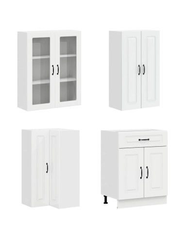 Unità Cucina KALMAR 8 pcs Bianco Lucido Legno ingegnerizzato