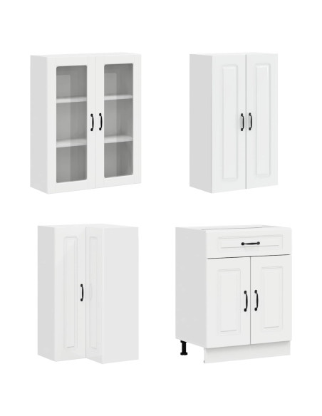 Unità Cucina KALMAR 8 pcs Bianco Lucido Legno ingegnerizzato