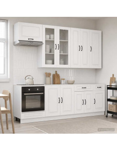 Unità Cucina KALMAR 8 pcs Bianco Lucido Legno ingegnerizzato