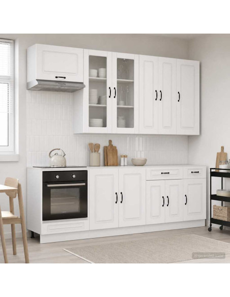 Unità Cucina KALMAR 8 pcs Bianco Lucido Legno ingegnerizzato