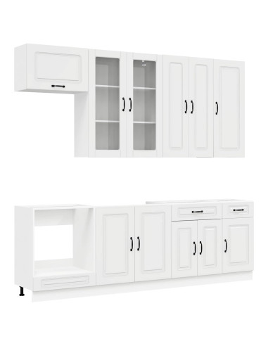Unità Cucina KALMAR 8 pcs Bianco Lucido Legno ingegnerizzato