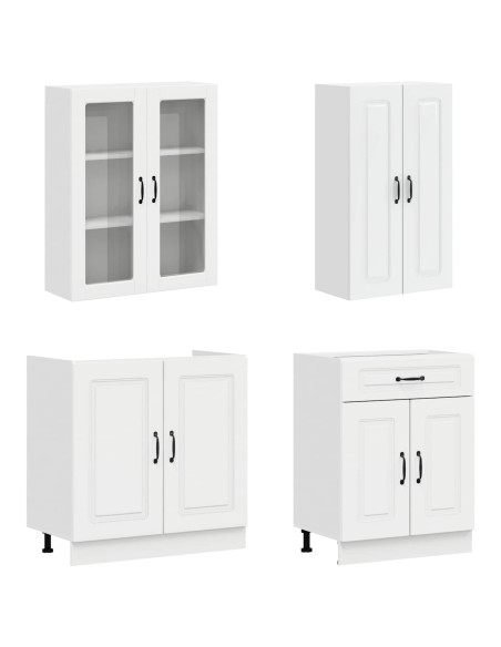Unità Cucina KALMAR 8 pcs Bianco Lucido Legno ingegnerizzato