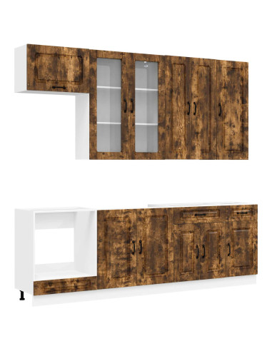 Unità Cucina KALMAR 8 pcs Rovere Fumo Legno ingegnerizzato
