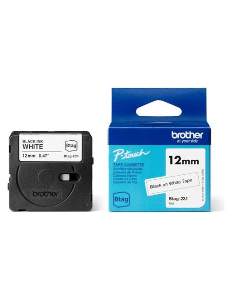 NASTRO BTAG231 12MM NERO SU BIANCO