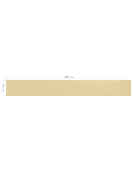 Schermo Frangivista per Balcone Beige 75x600 cm in HDPE