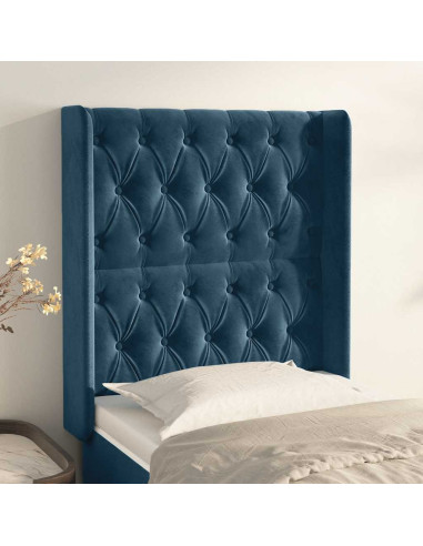 Testiera ad Orecchio Blu Scuro 83x16x118/128 cm in Velluto
