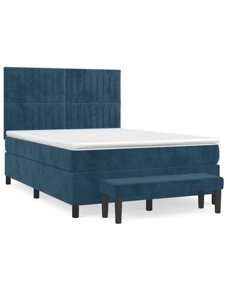 Giroletto a Molle con Materasso Blu Scuro 140x190 cm in Velluto