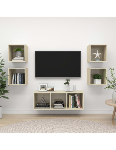 Set Mobili TV 5 pz Rovere Sonoma in Legno Multistrato