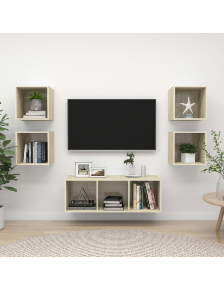 Set Mobili TV 5 pz Rovere Sonoma in Legno Multistrato