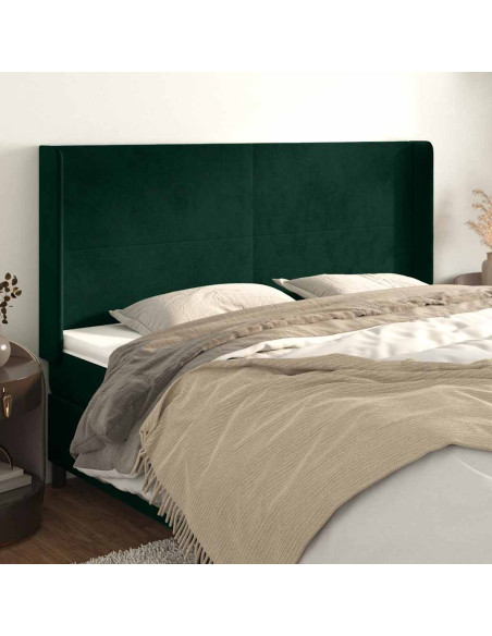 Testiera ad Orecchio Verde Scuro 163x16x118/128 cm in Velluto
