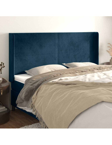 Testiera ad Orecchio Blu Scuro 163x16x118/128 cm in Velluto