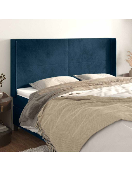 Testiera ad Orecchio Blu Scuro 163x16x118/128 cm in Velluto