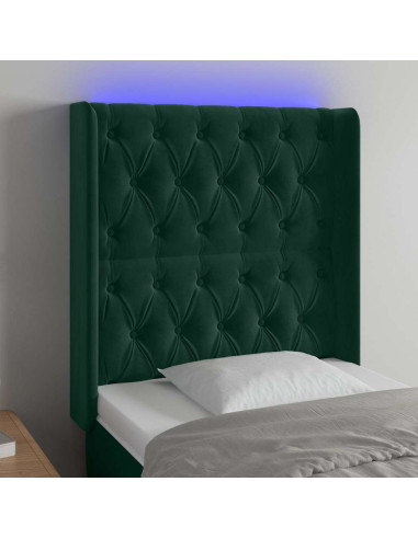 Testiera a LED Verde Scuro 83x16x118/128 cm in Velluto