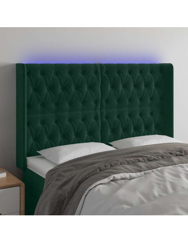 Testiera a LED Verde Scuro 163x16x118/128 cm in Velluto