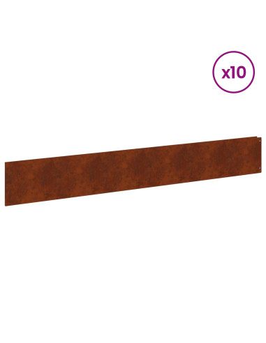 Bordura per Prato 10 pcs 100 x 15 cm Acciaio Ruggine