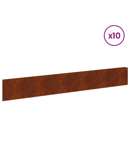 Bordura per Prato 10 pcs 100 x 15 cm Acciaio Ruggine