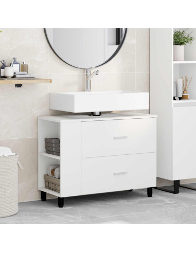 Mobiletto da bagno Bianco 80 x 35 x 60 cm Legno ingegnerizzato