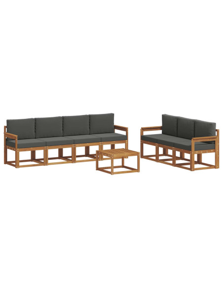 Set di divani da esterno con cuscino 8 pcs Naturale e Antracite