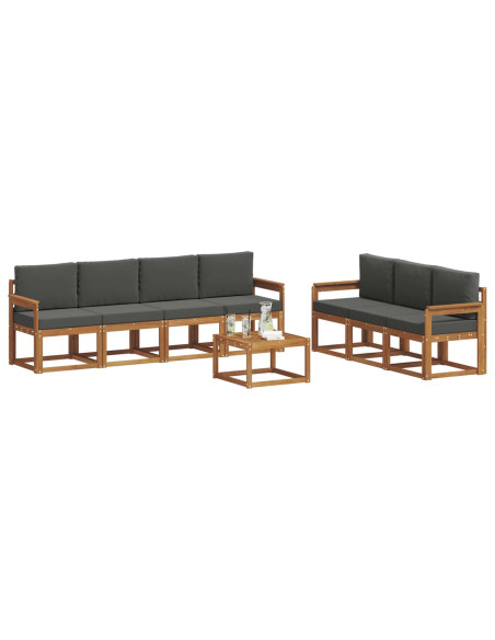 Set di divani da esterno con cuscino 8 pcs Naturale e Antracite