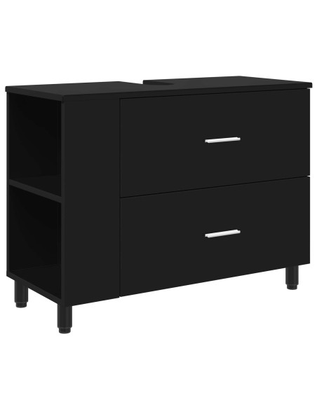 Mobiletto da bagno Nero 80 x 35 x 60 cm Legno ingegnerizzato