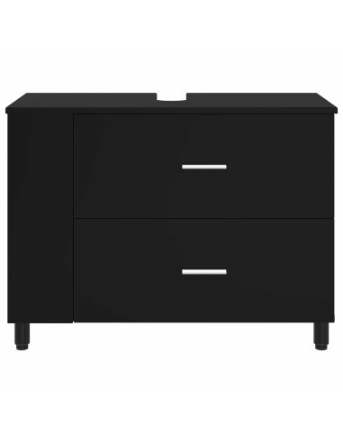 Mobiletto da bagno Nero 80 x 35 x 60 cm Legno ingegnerizzato