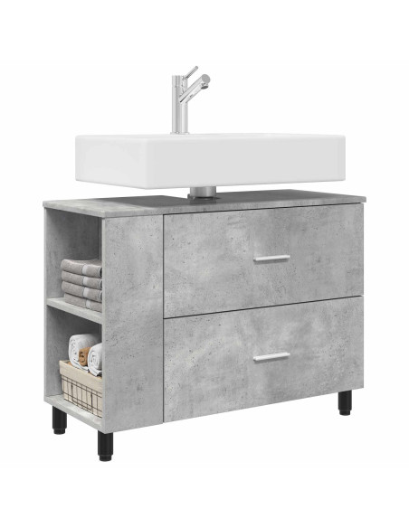 Mobiletto da bagno Grigio Cemento 80 x 35 x 60 cm