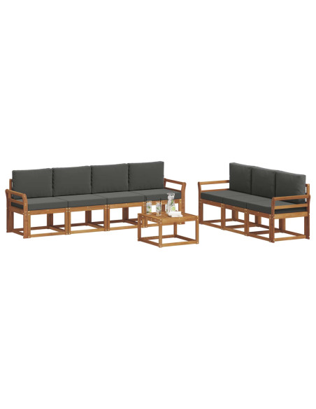 Set di divani da esterno con cuscino 8 pcs Naturale e Antracite