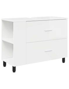 Mobiletto da bagno Bianco Lucido 80 x 35 x 60 cm 2