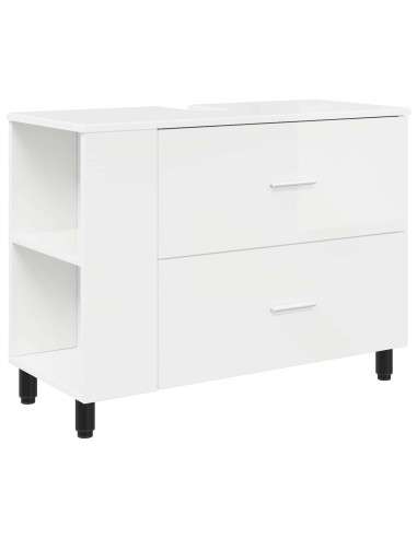 Mobiletto da bagno Bianco Lucido 80 x 35 x 60 cm