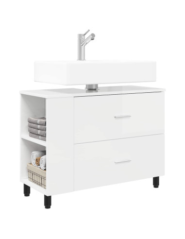 Mobiletto da bagno Bianco Lucido 80 x 35 x 60 cm
