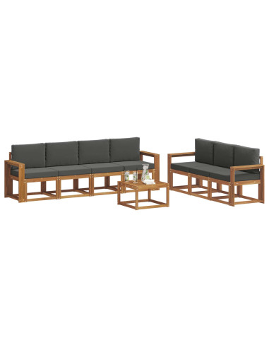 Set di divani da esterno con cuscino 8 pcs Naturale e Antracite