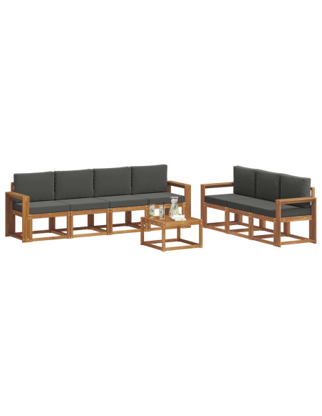 Set di divani da esterno con cuscino 8 pcs Naturale e Antracite