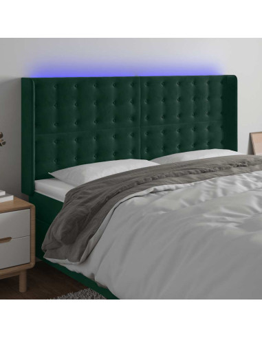 Testiera a LED Verde Scuro 163x16x118/128 cm in Velluto