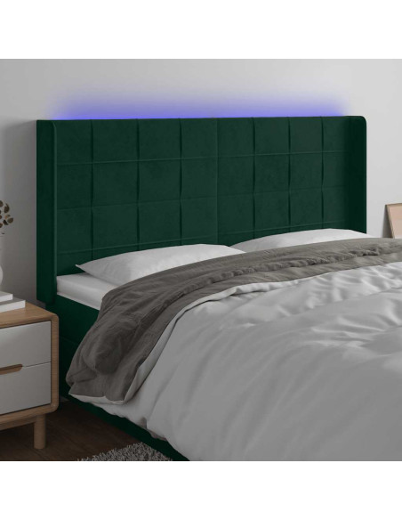 Testiera a LED Verde Scuro 163x16x118/128 cm in Velluto