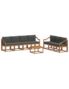 Set di divani da esterno con cuscino 8 pcs Naturale e Antracite 2