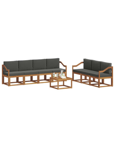 Set di divani da esterno con cuscino 8 pcs Naturale e Antracite