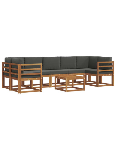 Set di divani da esterno con cuscino 8 pcs Naturale e Antracite