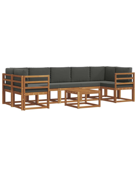 Set di divani da esterno con cuscino 8 pcs Naturale e Antracite