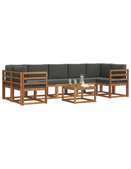 Set di divani da esterno con cuscino 8 pcs Naturale e Antracite