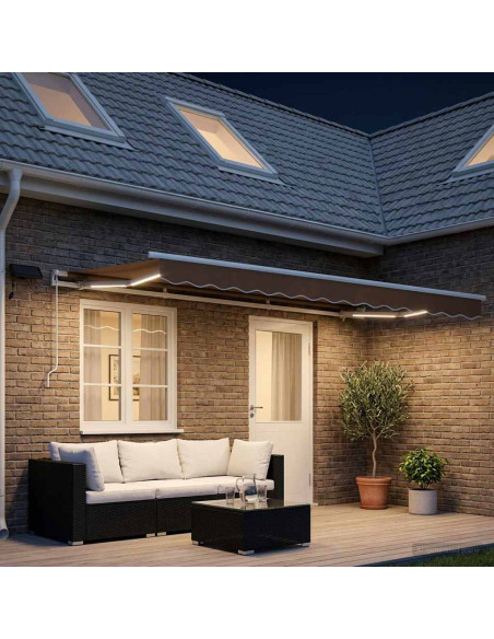 Tenda retrattile Tortora 450 × 350 cm Tessuto e Alluminio
